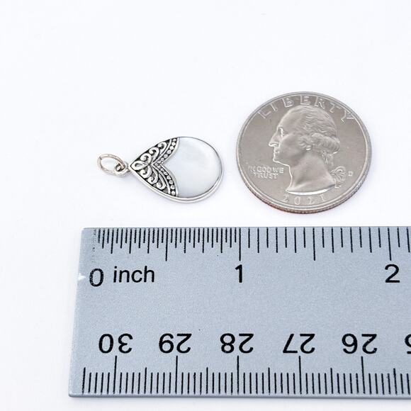 Vintage ATI Sterling Silver 925 Mother of Pearl Teardrop Pendant - Picture 6 of 6